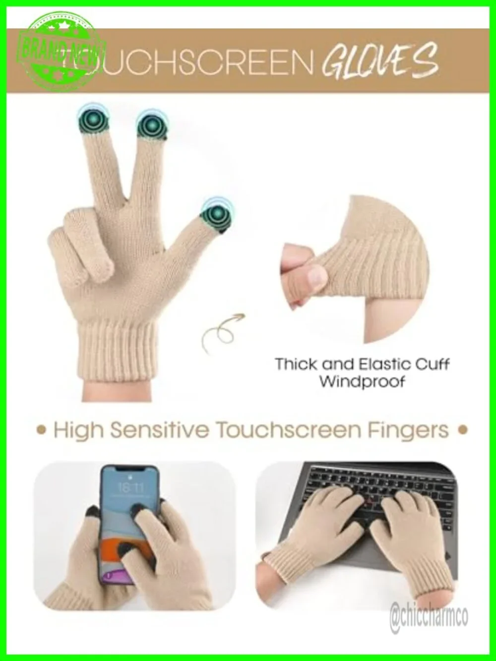 Winter Hat Gloves Scarf Set 3 in 1 Gift Warm Fleece Knit Pom Beanie Touchscreen